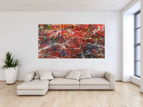 Abstraktes Acrylbild modernes Gemälde auf Leinwand handgemalt Action Painting