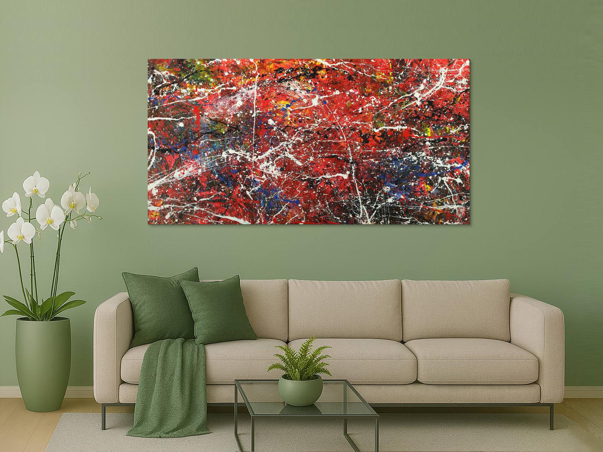 Abstraktes Acrylbild modernes Gemälde auf Leinwand handgemalt Action Painting