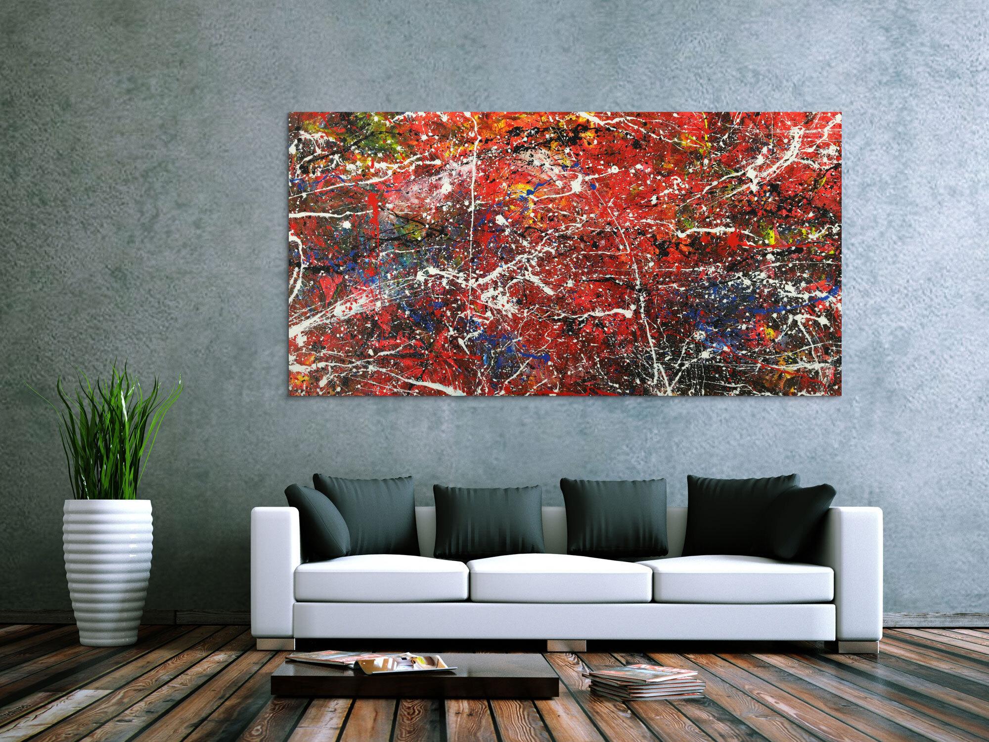 Abstraktes Acrylbild modernes Gemälde auf Leinwand handgemalt Action Painting