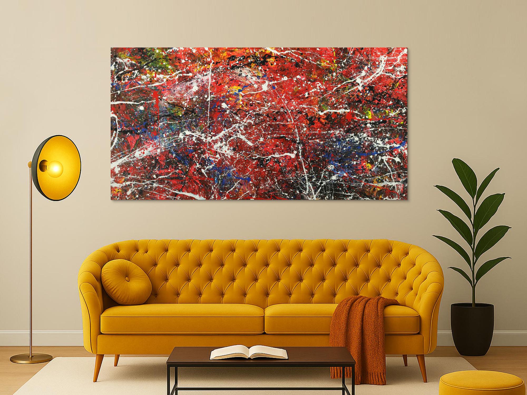 Abstraktes Acrylbild modernes Gemälde auf Leinwand handgemalt Action Painting