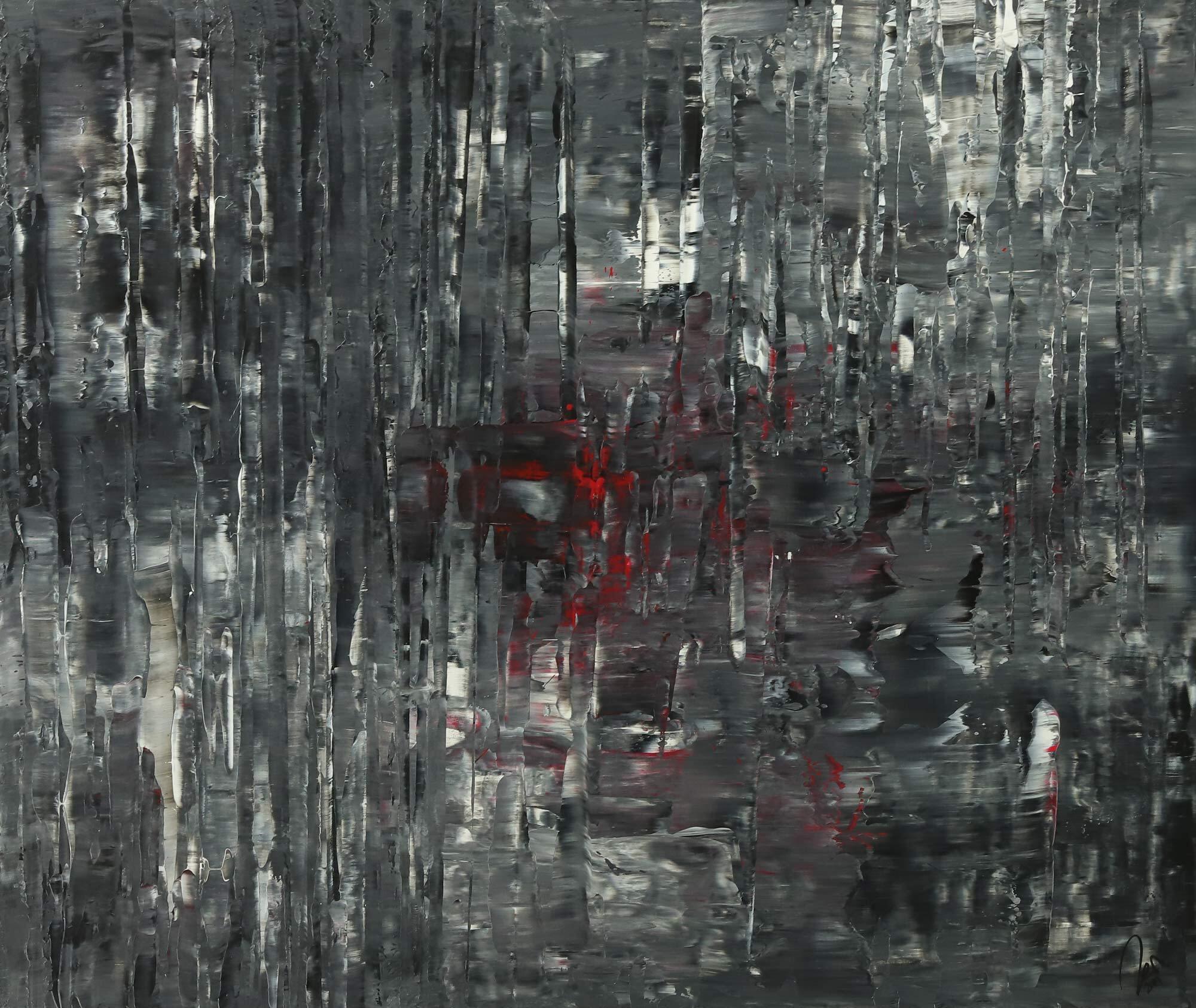 Abstraktes Acrylbild schwarz weiß grau Modern Art auf Leinwand handgemalt zeitgenössisch