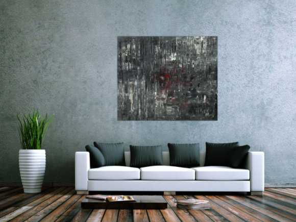 Abstraktes Acrylbild schwarz weiß grau Modern Art auf Leinwand handgemalt zeitgenössisch