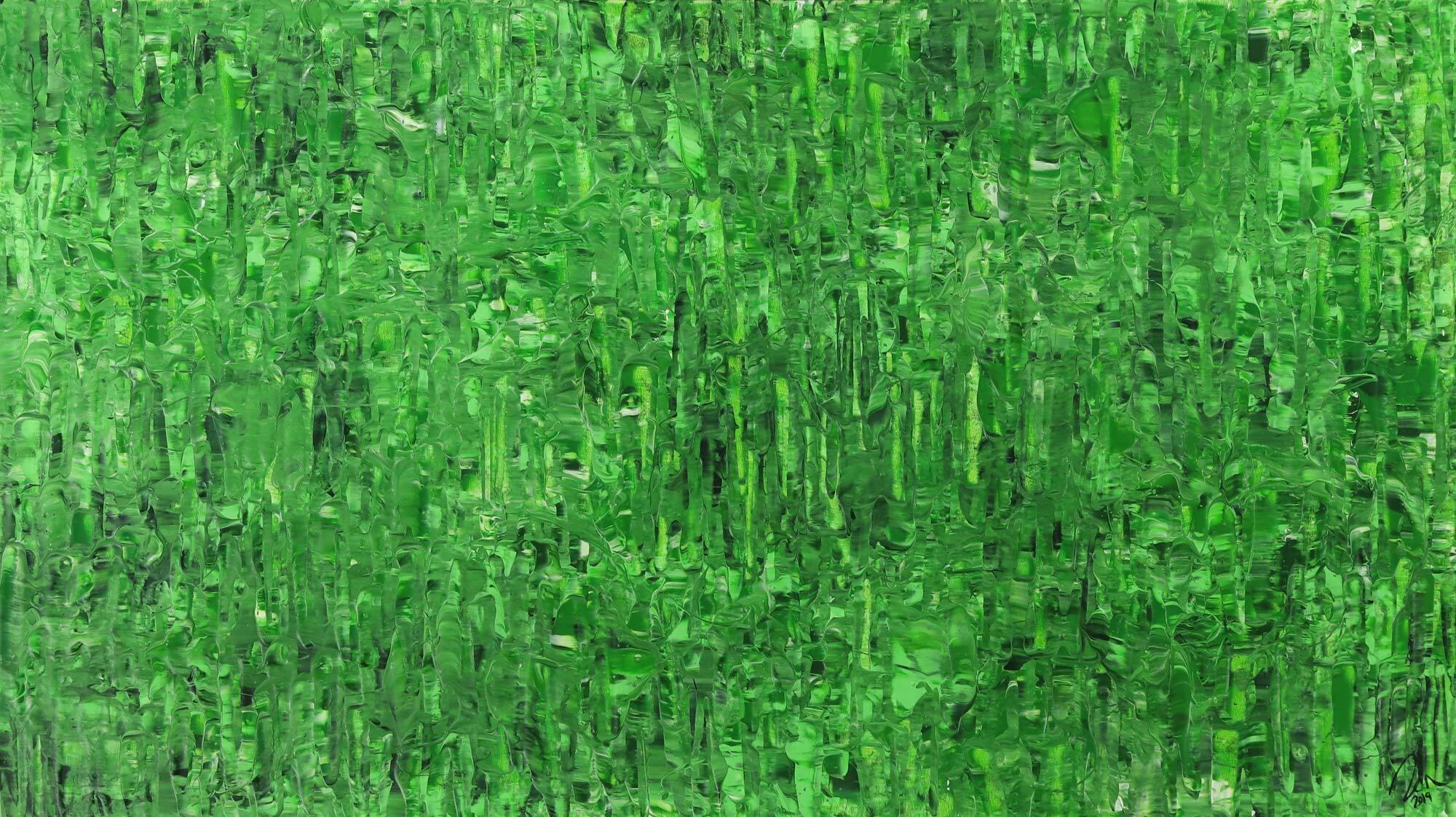Abstraktes Gemälde auf Leinand grüne Farben handgemalt Modern Art zeitgenössisch