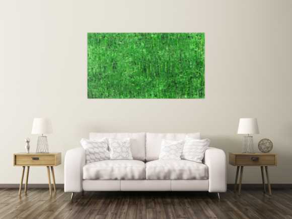 Abstraktes Gemälde auf Leinand grüne Farben handgemalt Modern Art zeitgenössisch