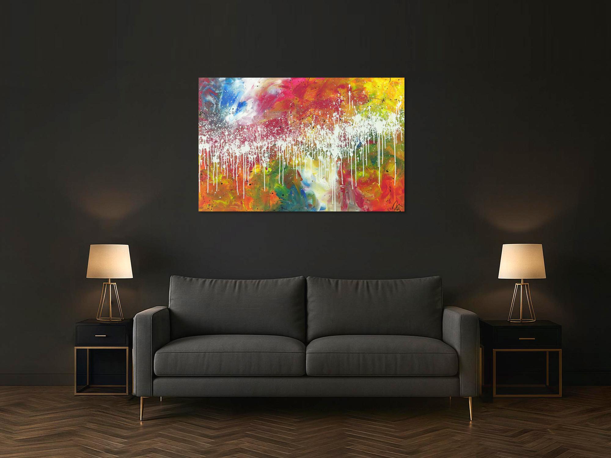 Modernes abstraktes Bild auf Leinwand handgemalt sehr bunt Modern Art