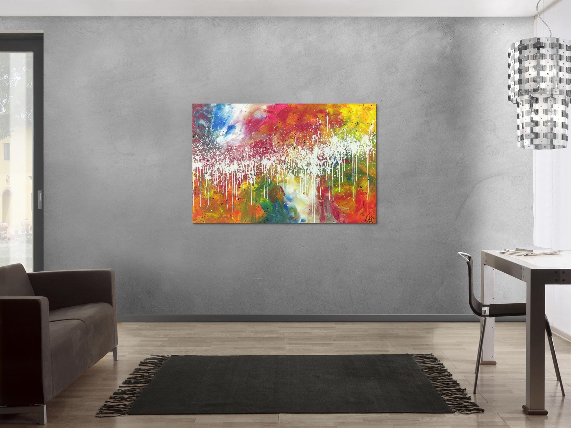 Modernes abstraktes Bild auf Leinwand handgemalt sehr bunt Modern Art