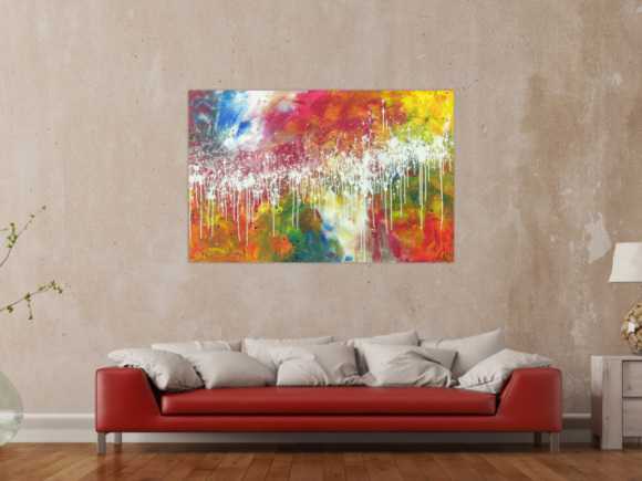 Modernes abstraktes Bild auf Leinwand handgemalt sehr bunt Modern Art