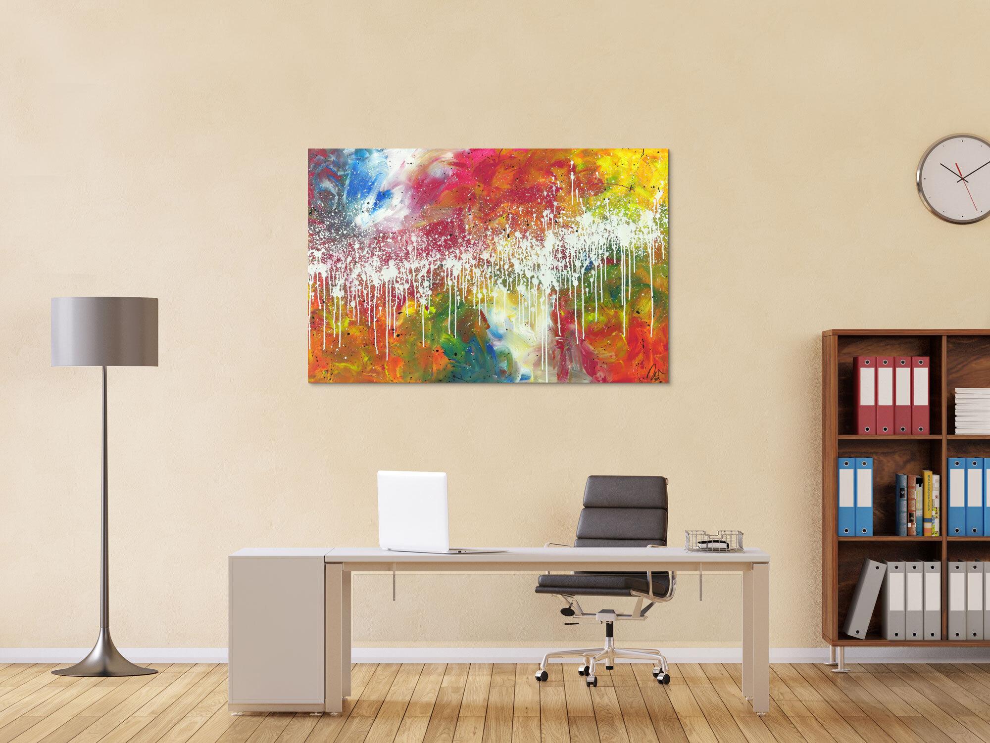 Modernes abstraktes Bild auf Leinwand handgemalt sehr bunt Modern Art