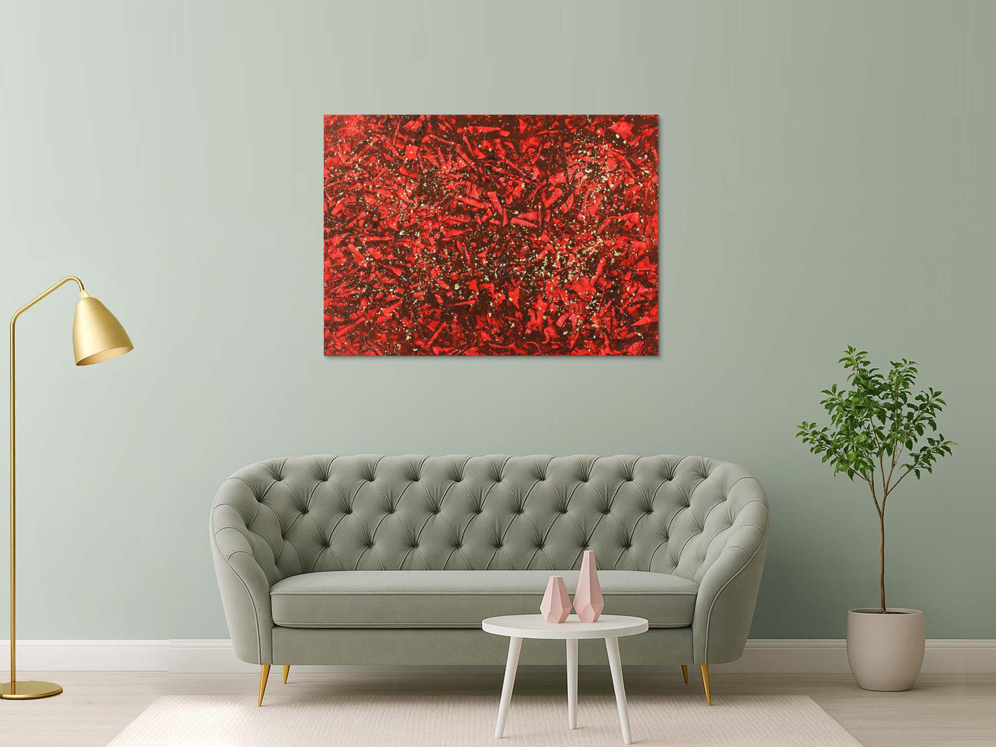 Abstraktes Gemälde rot und gold modern Art auf Leinwand handgemalt expressionistisch