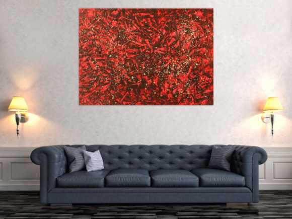 Abstraktes Gemälde rot und gold modern Art auf Leinwand handgemalt expressionistisch