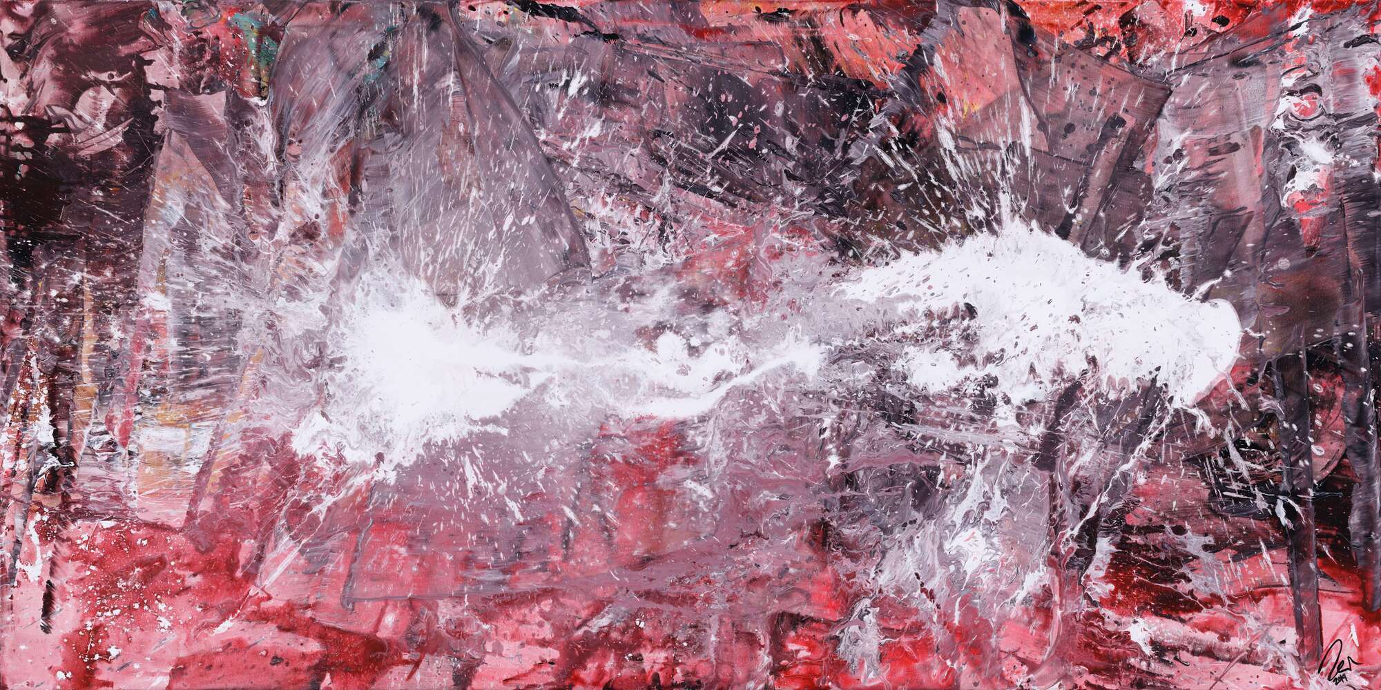 Abstraktes Gemälde Action Painting handgemalt auf Leinwand zeitgenössisch expressionsitsch