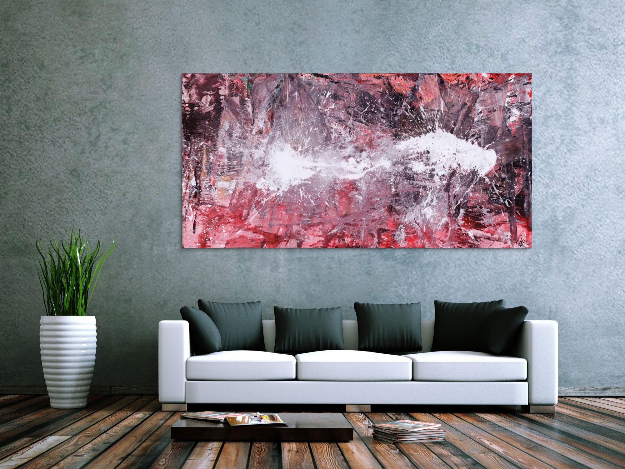 Abstraktes Gemälde Action Painting handgemalt auf Leinwand zeitgenössisch expressionsitsch