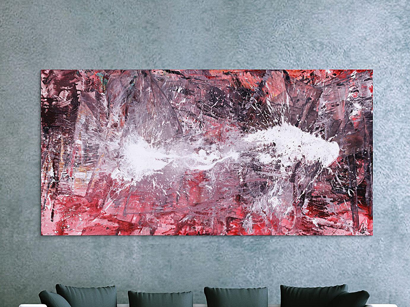 Abstraktes Gemälde Action Painting handgemalt auf Leinwand zeitgenössisch expressionsitsch