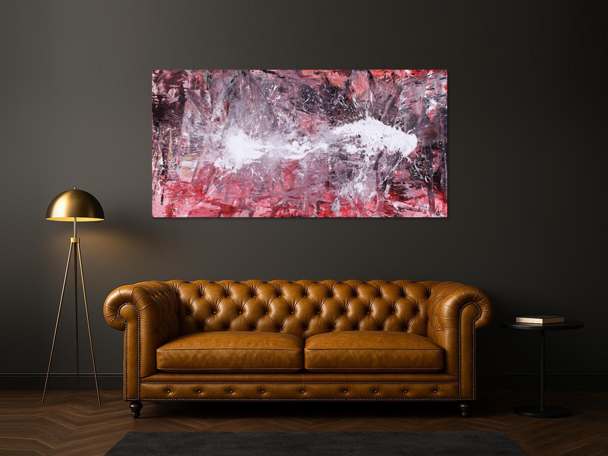 Abstraktes Gemälde Action Painting handgemalt auf Leinwand zeitgenössisch expressionsitsch