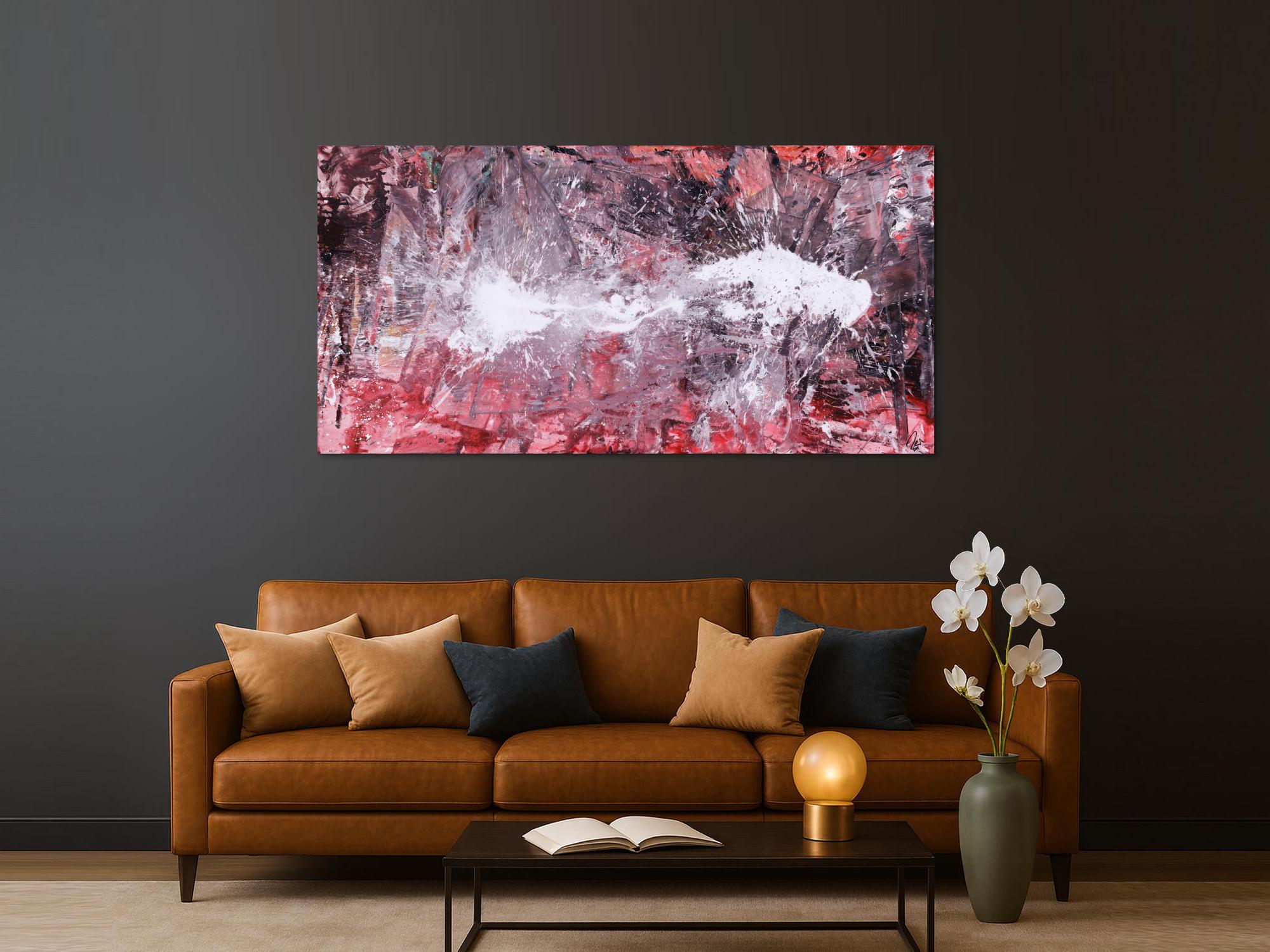 Abstraktes Gemälde Action Painting handgemalt auf Leinwand zeitgenössisch expressionsitsch