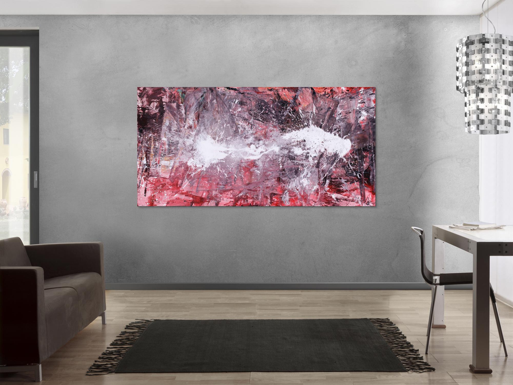 Abstraktes Gemälde Action Painting handgemalt auf Leinwand zeitgenössisch expressionsitsch