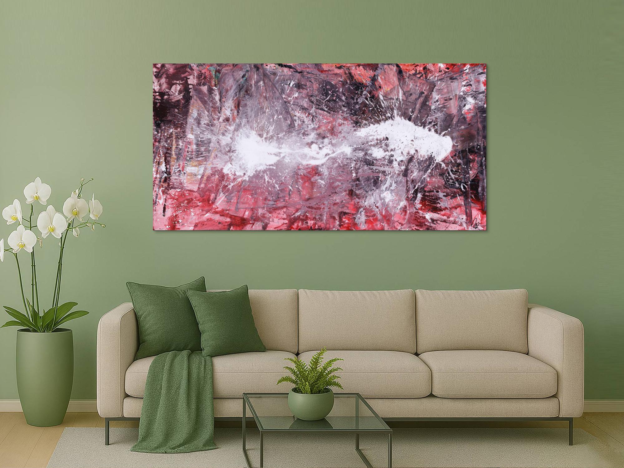 Abstraktes Gemälde Action Painting handgemalt auf Leinwand zeitgenössisch expressionsitsch