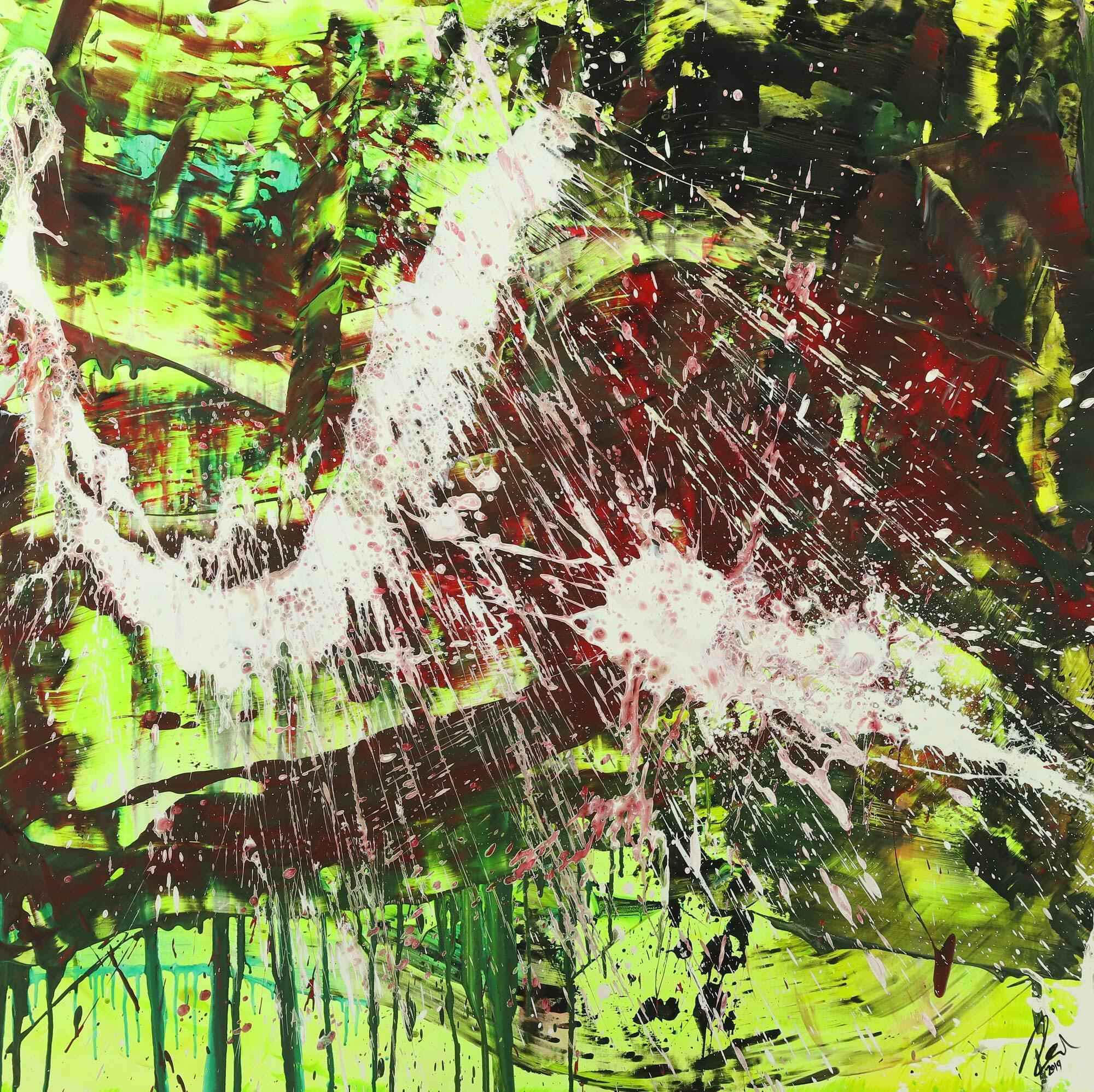 Modernes abstraktes Gemälde Action Painting Acrylbild auf Leinwand handgemalt expressionistisch