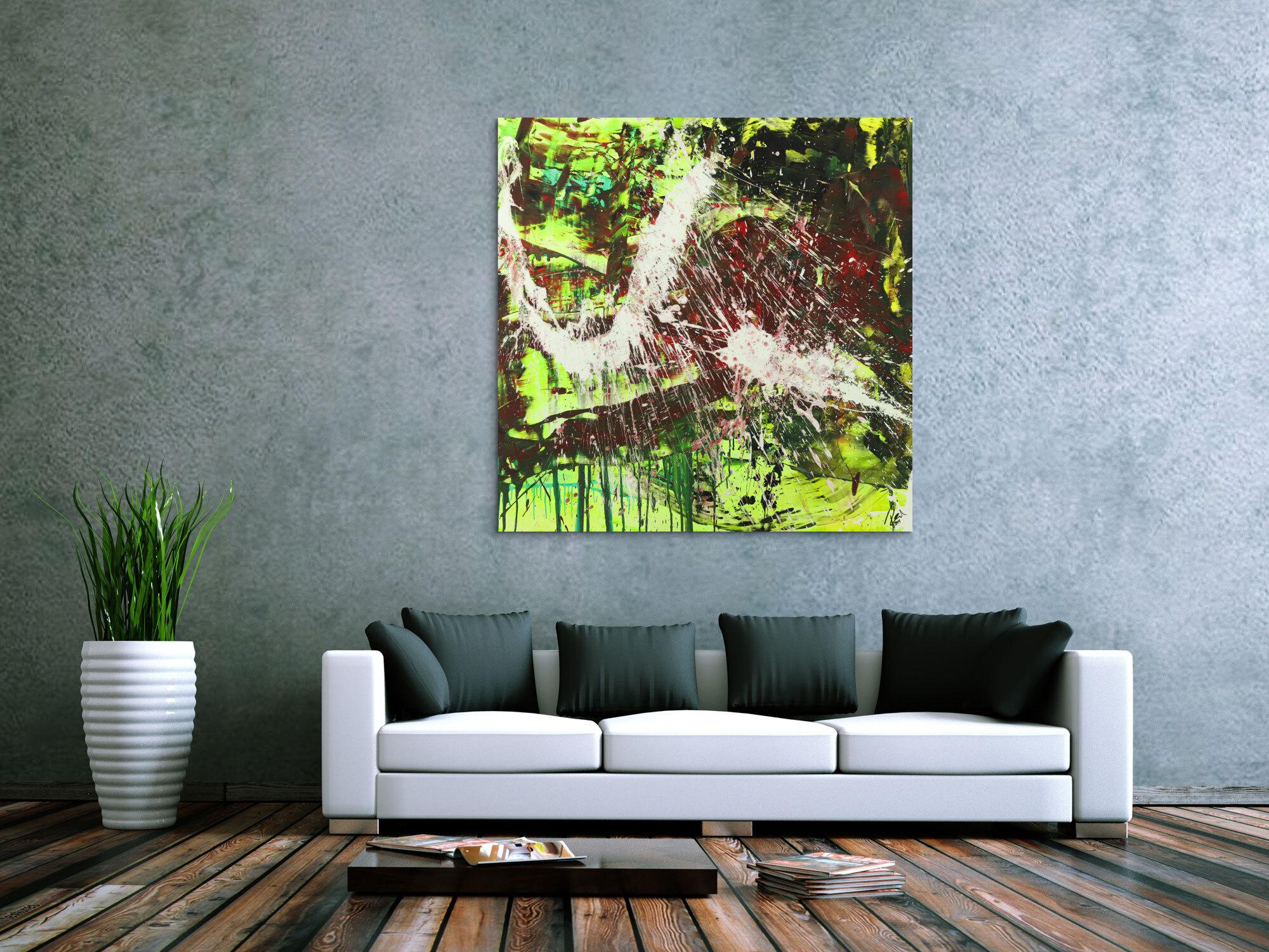 Modernes abstraktes Gemälde Action Painting Acrylbild auf Leinwand handgemalt expressionistisch