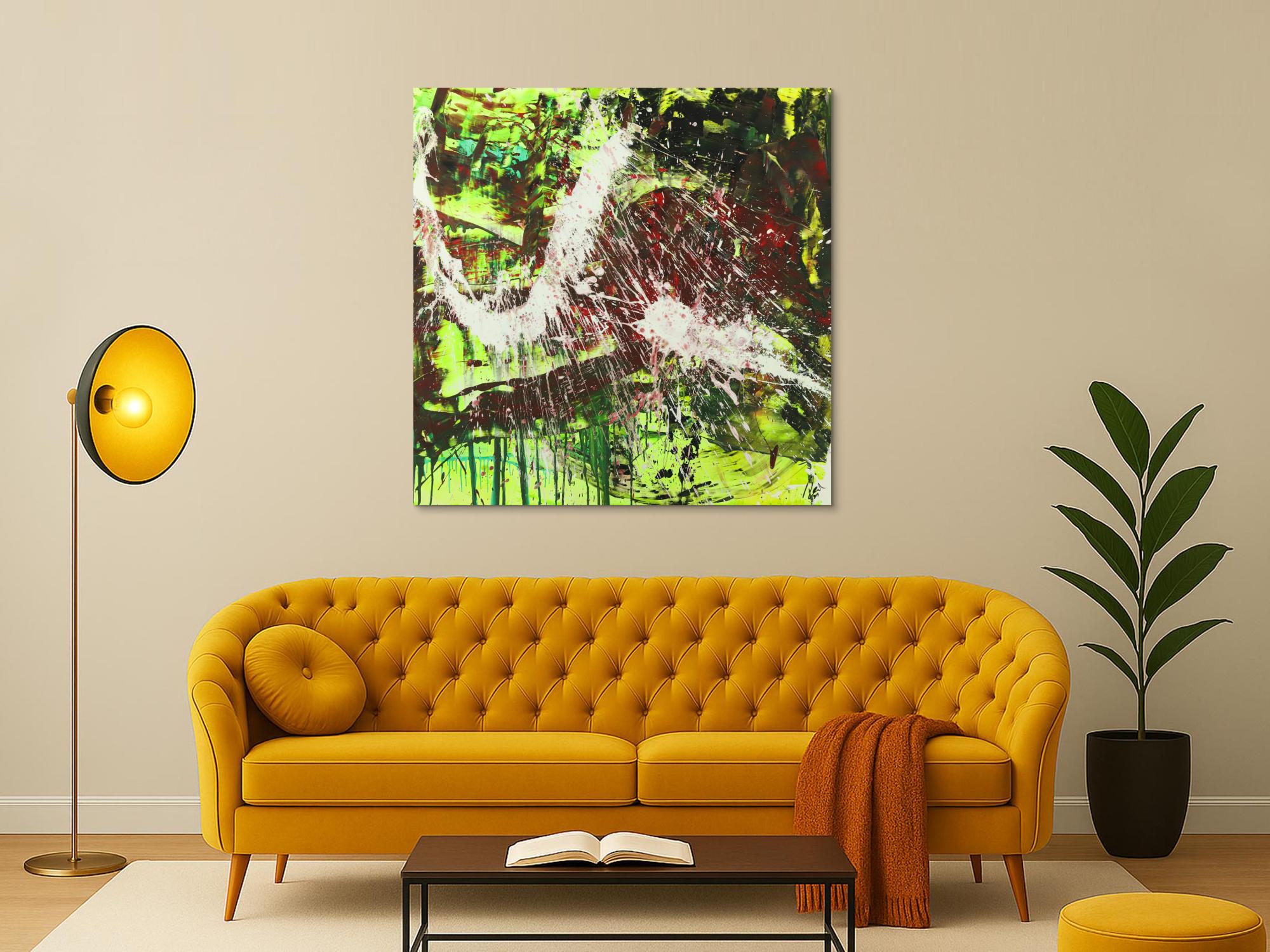 Modernes abstraktes Gemälde Action Painting Acrylbild auf Leinwand handgemalt expressionistisch