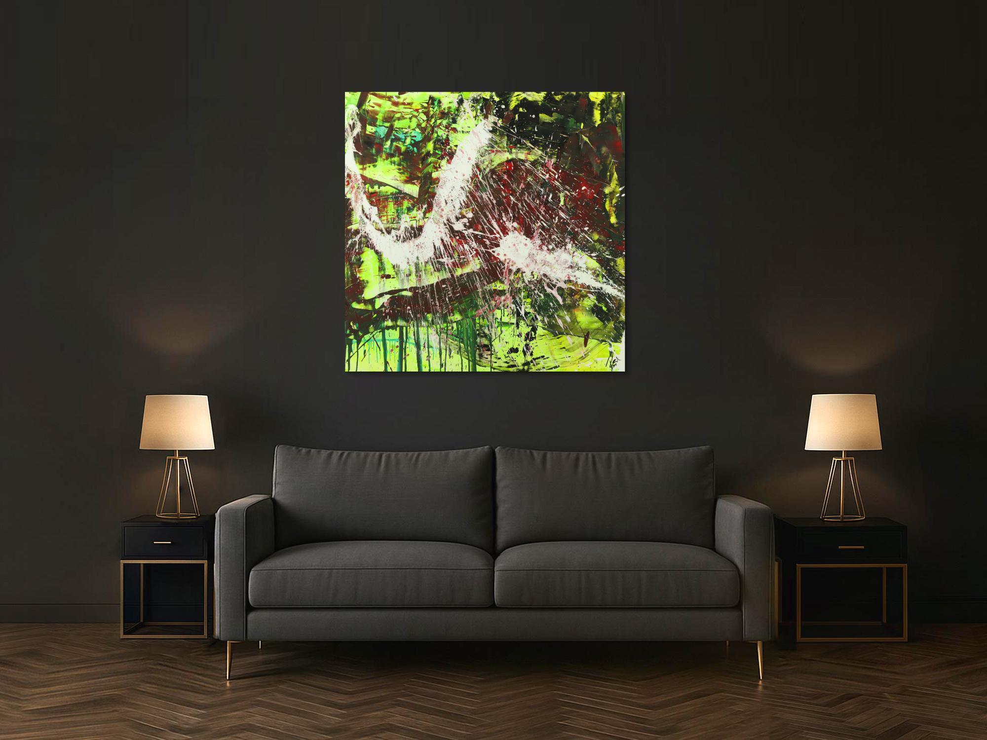 Modernes abstraktes Gemälde Action Painting Acrylbild auf Leinwand handgemalt expressionistisch