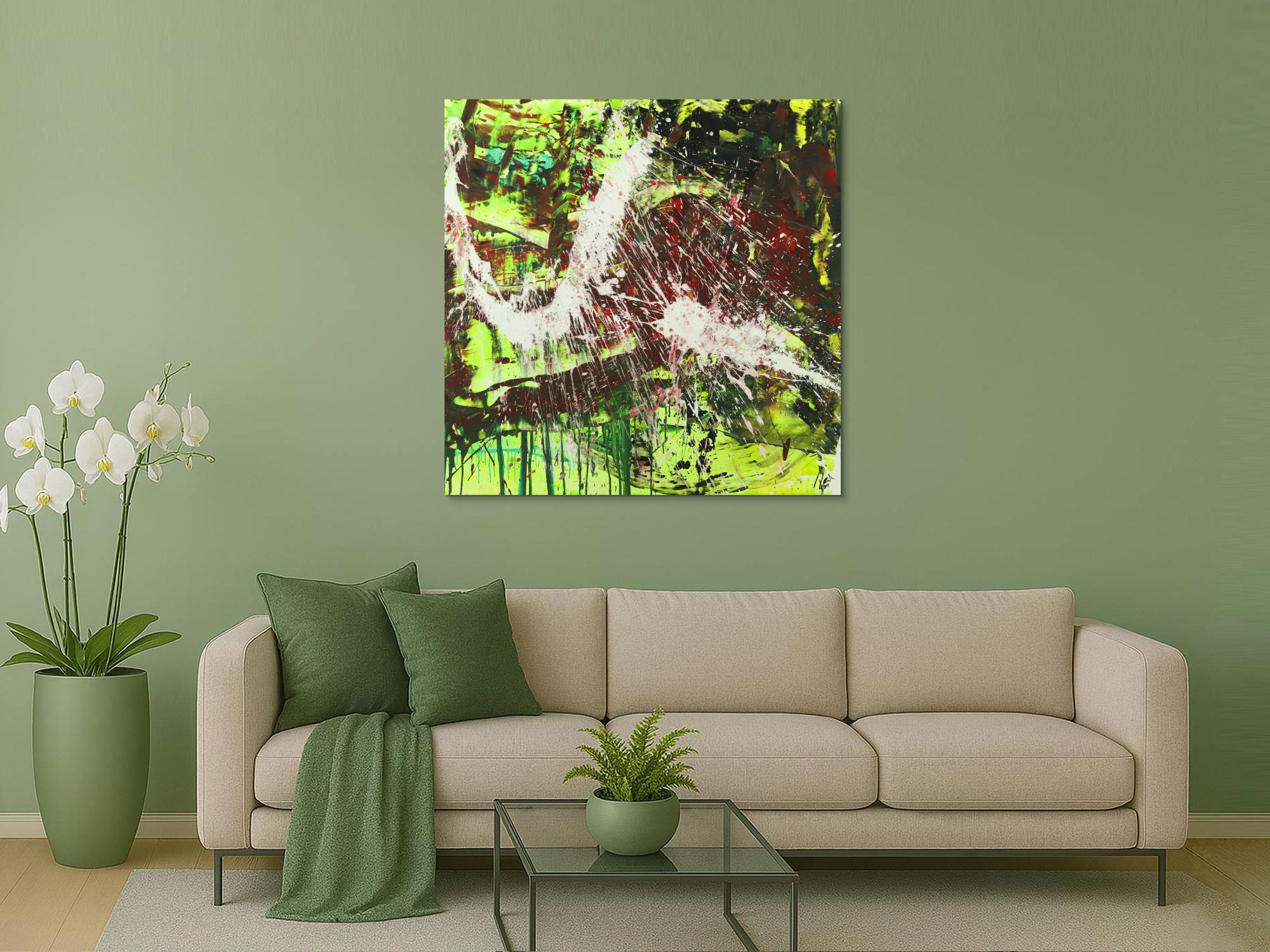 Modernes abstraktes Gemälde Action Painting Acrylbild auf Leinwand handgemalt expressionistisch