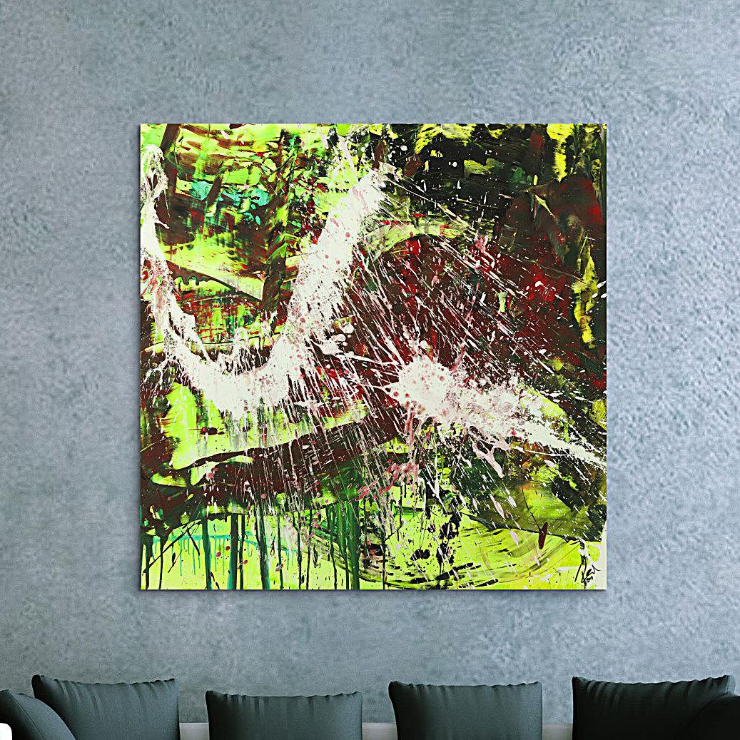 Modernes abstraktes Gemälde Action Painting Acrylbild auf Leinwand handgemalt expressionistisch