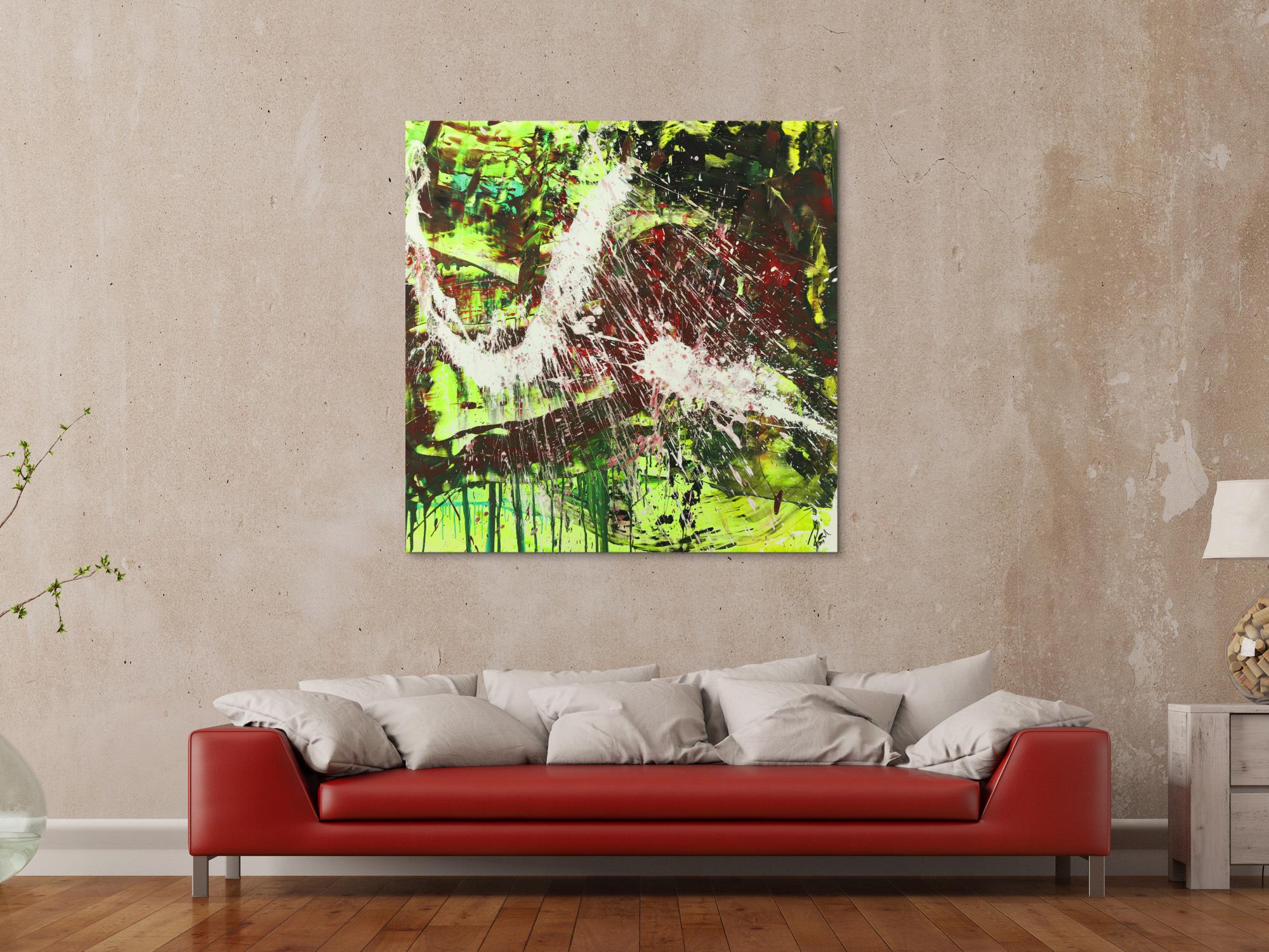 Modernes abstraktes Gemälde Action Painting Acrylbild auf Leinwand handgemalt expressionistisch