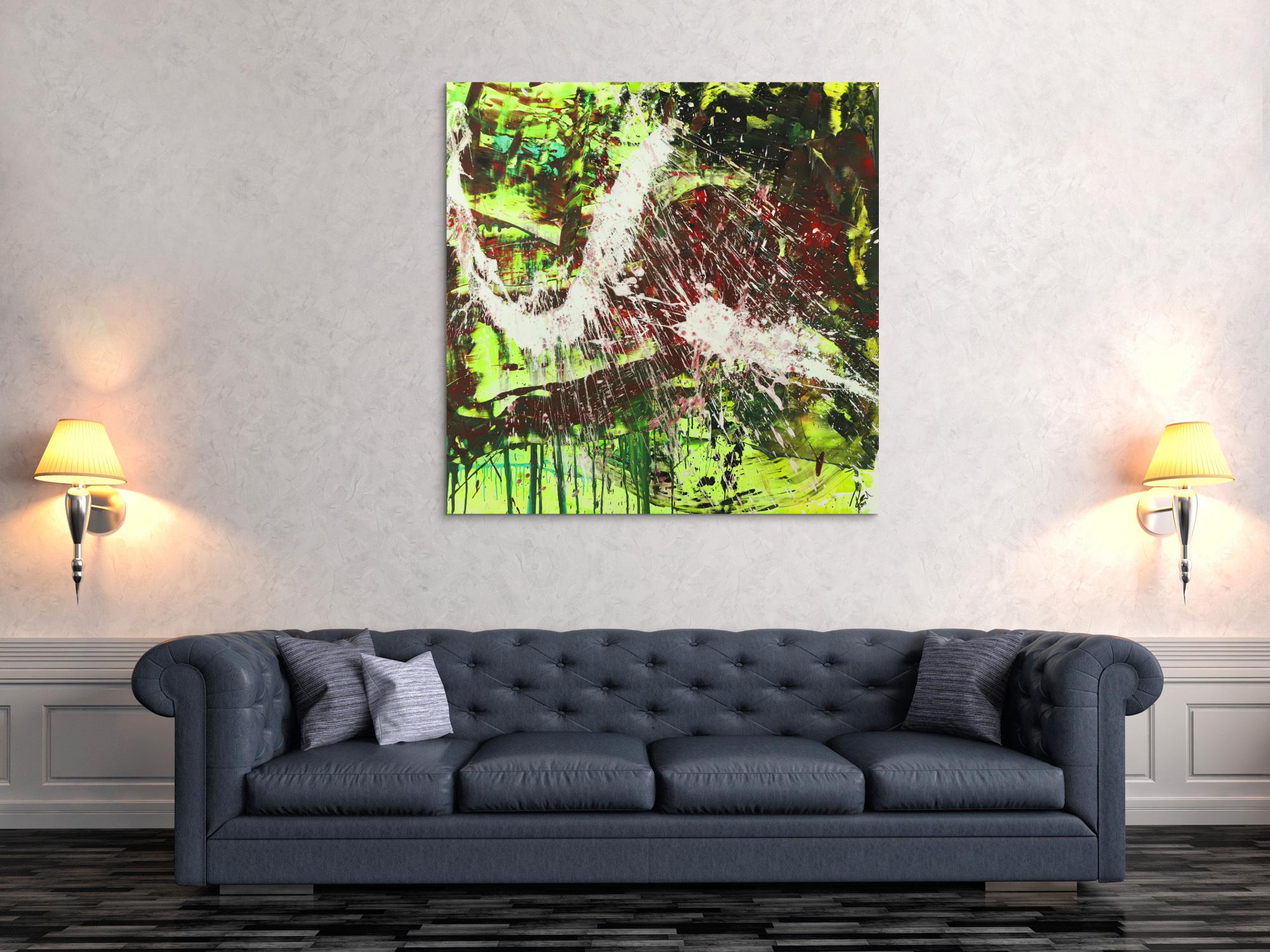 Modernes abstraktes Gemälde Action Painting Acrylbild auf Leinwand handgemalt expressionistisch