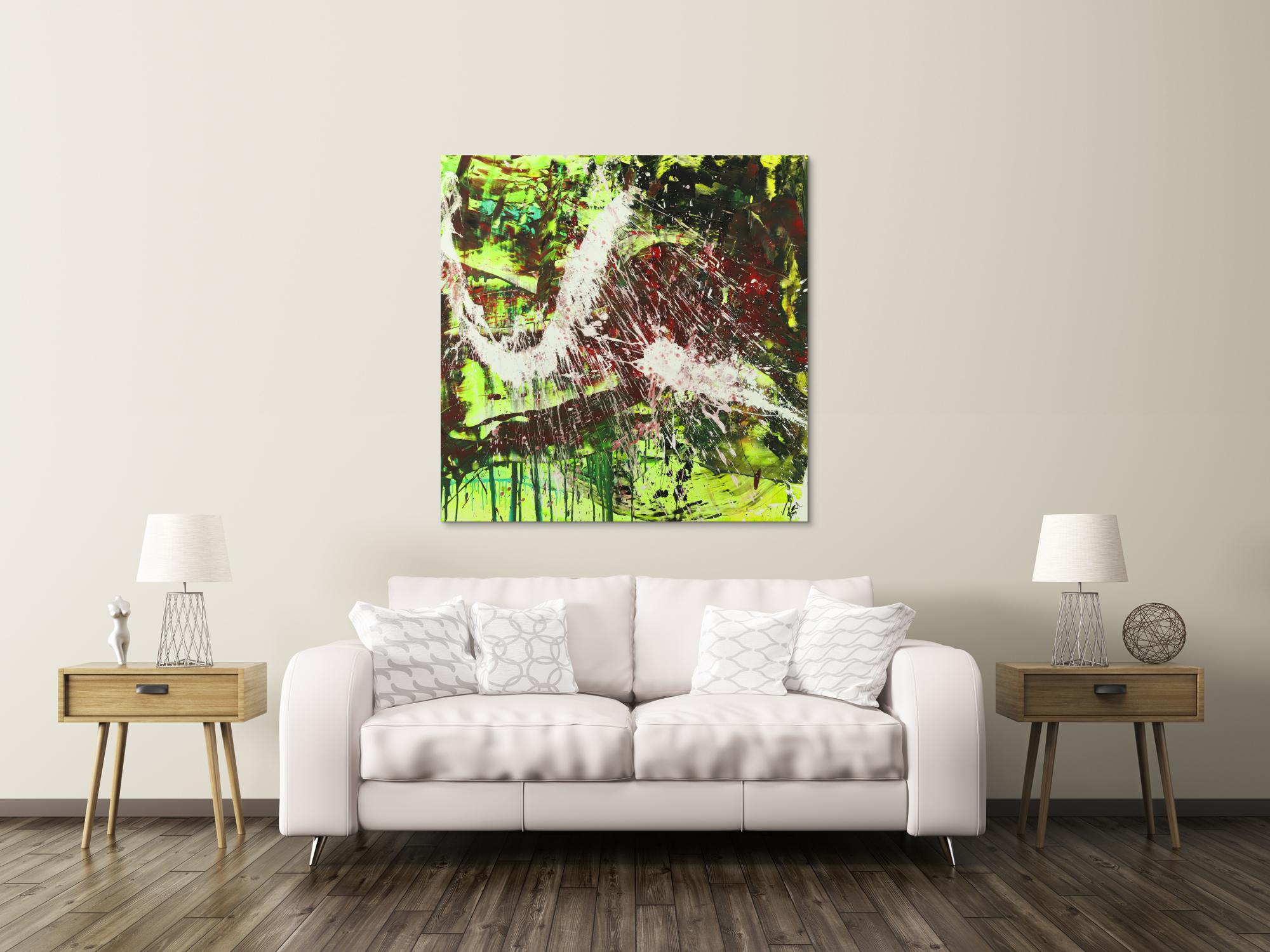 Modernes abstraktes Gemälde Action Painting Acrylbild auf Leinwand handgemalt expressionistisch