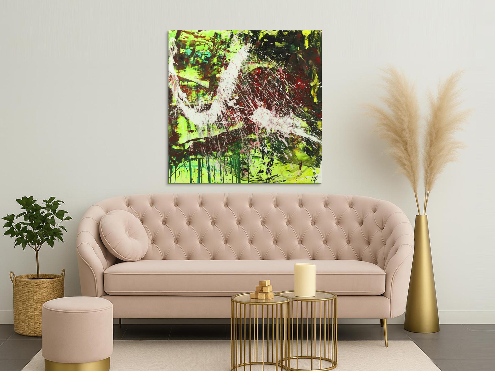 Modernes abstraktes Gemälde Action Painting Acrylbild auf Leinwand handgemalt expressionistisch