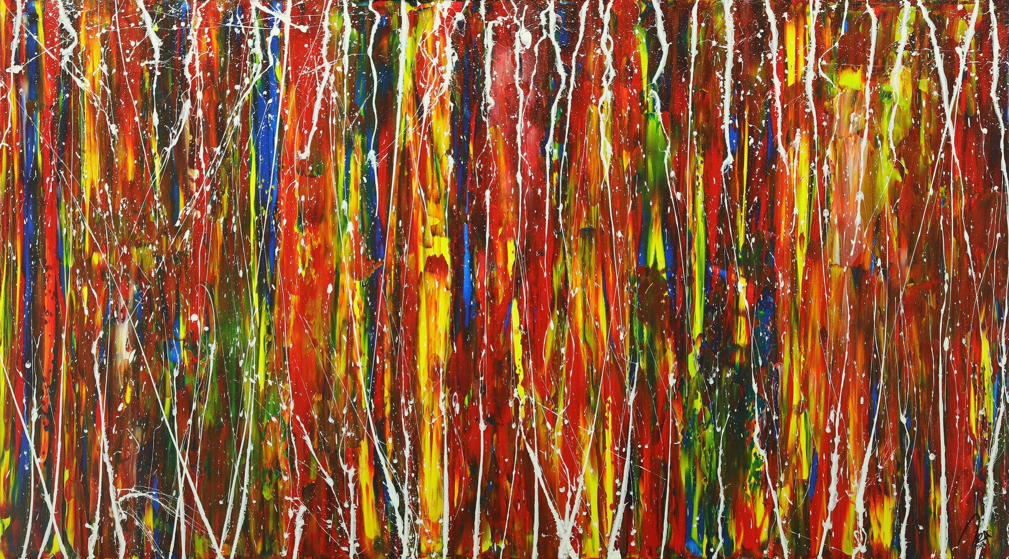 Abstraktes Gemälde handgemalt auf Leinwand modern Art bunt