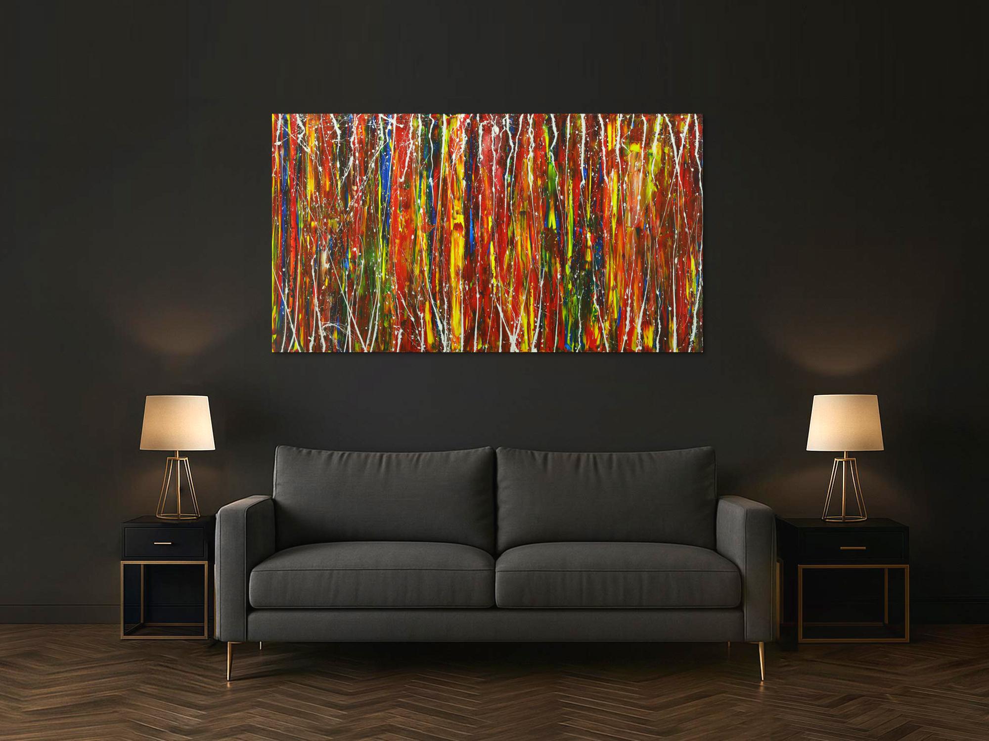 Abstraktes Gemälde handgemalt auf Leinwand modern Art bunt