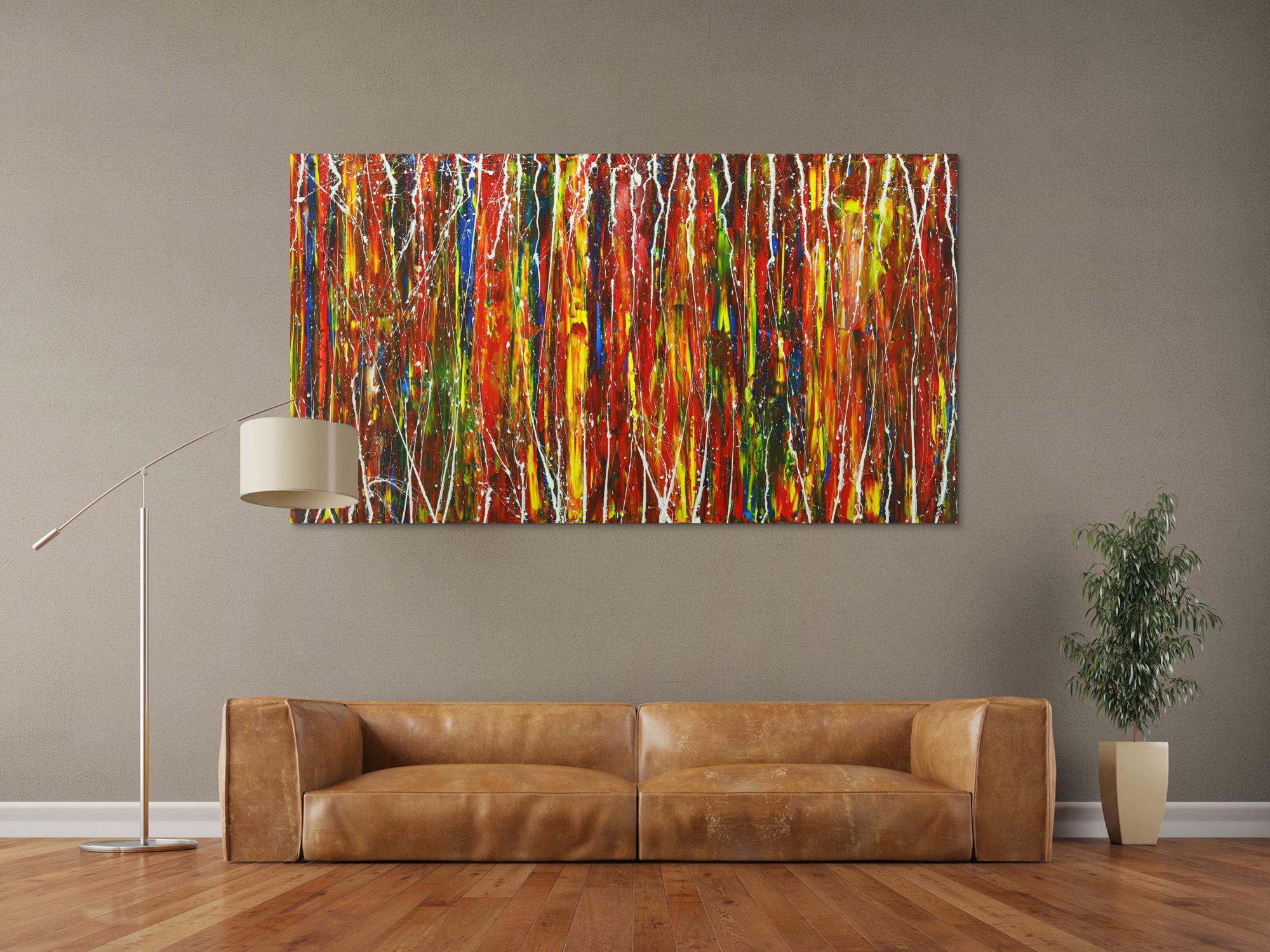 Abstraktes Gemälde handgemalt auf Leinwand modern Art bunt