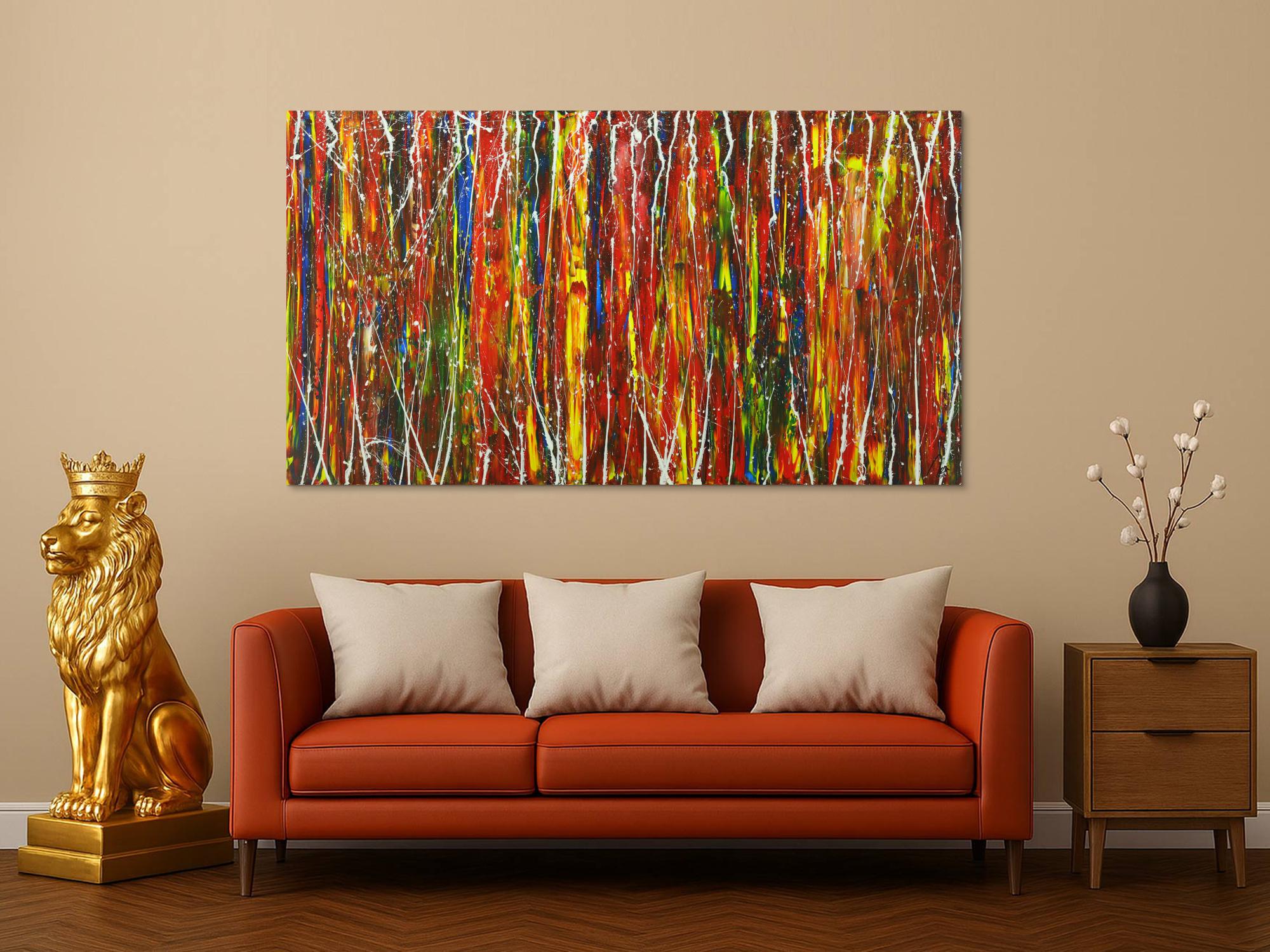 Abstraktes Gemälde handgemalt auf Leinwand modern Art bunt