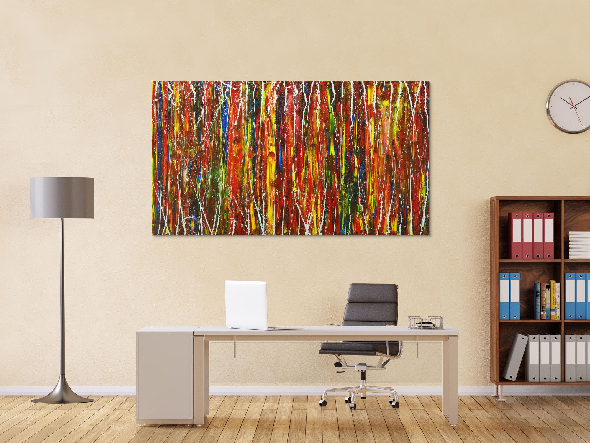 Abstraktes Gemälde handgemalt auf Leinwand modern Art bunt