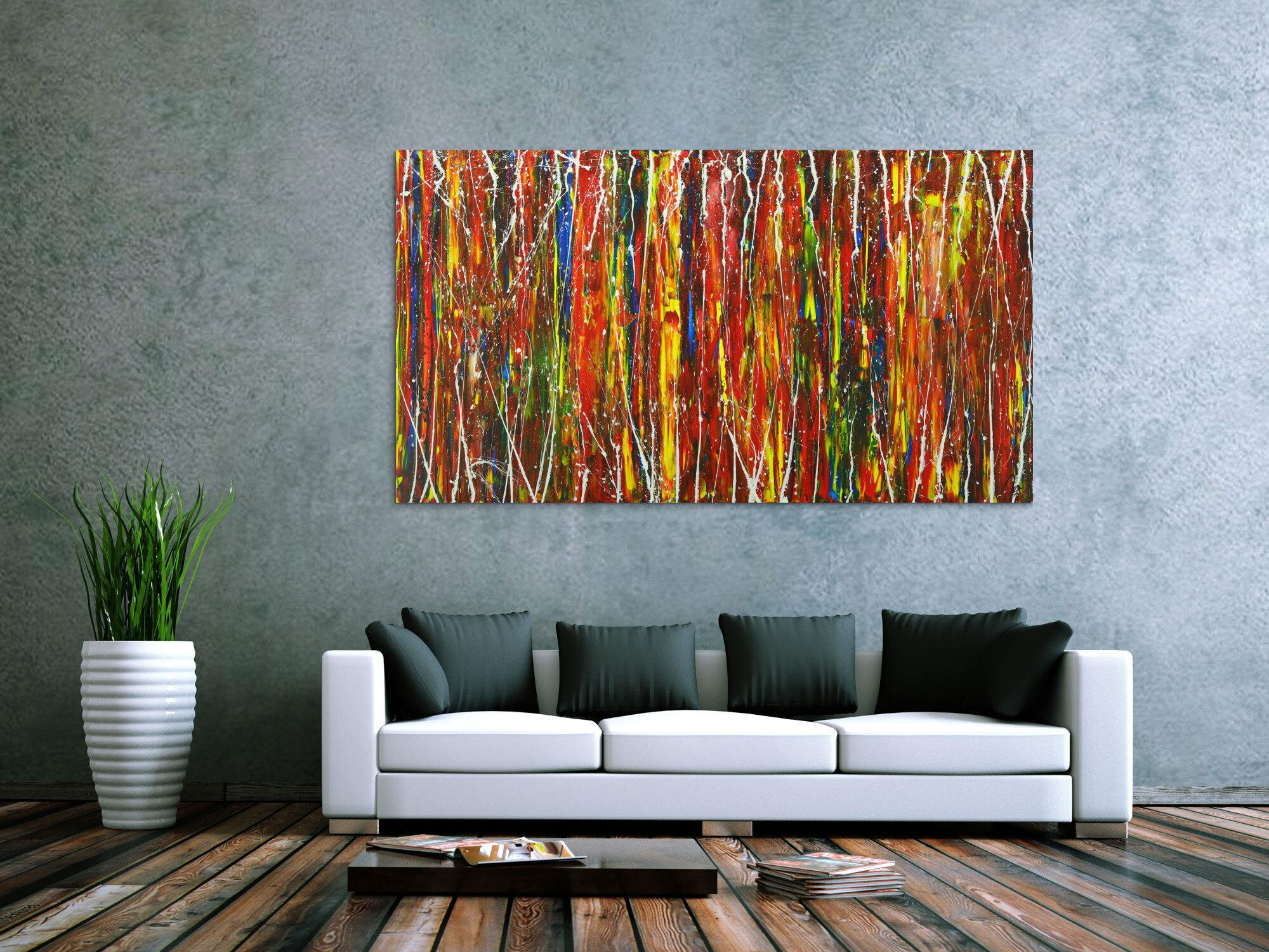 Abstraktes Gemälde handgemalt auf Leinwand modern Art bunt