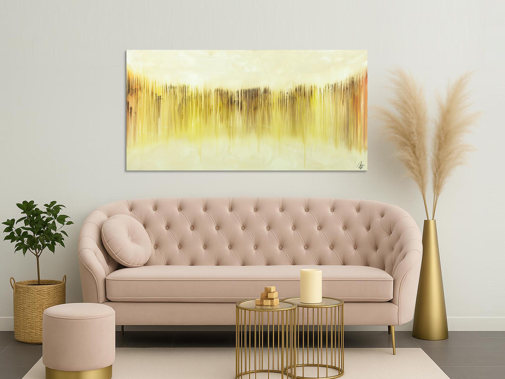 Abstraktes Bild modernes Gemälde auf Leinwand handgemalt beige gelb braun