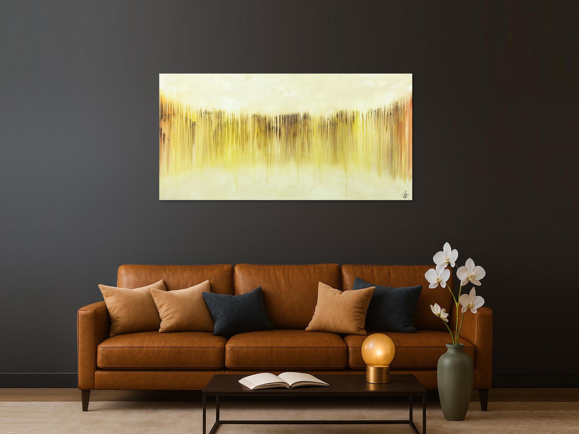 Abstraktes Bild modernes Gemälde auf Leinwand handgemalt beige gelb braun