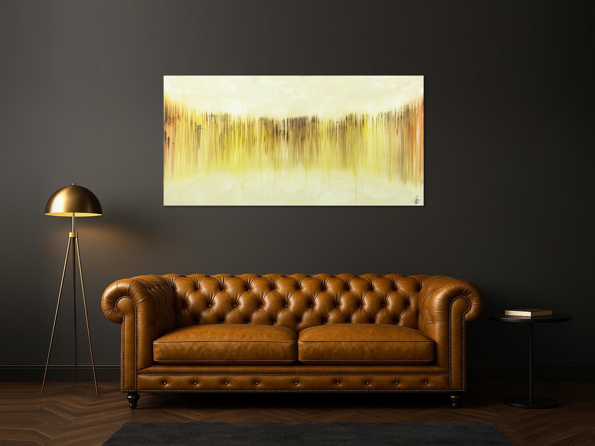 Abstraktes Bild modernes Gemälde auf Leinwand handgemalt beige gelb braun