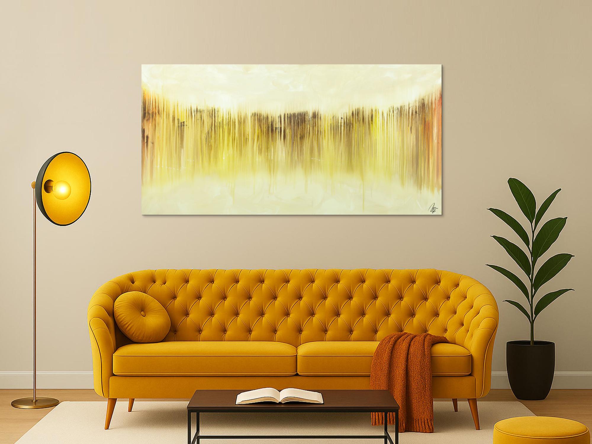 Abstraktes Bild modernes Gemälde auf Leinwand handgemalt beige gelb braun