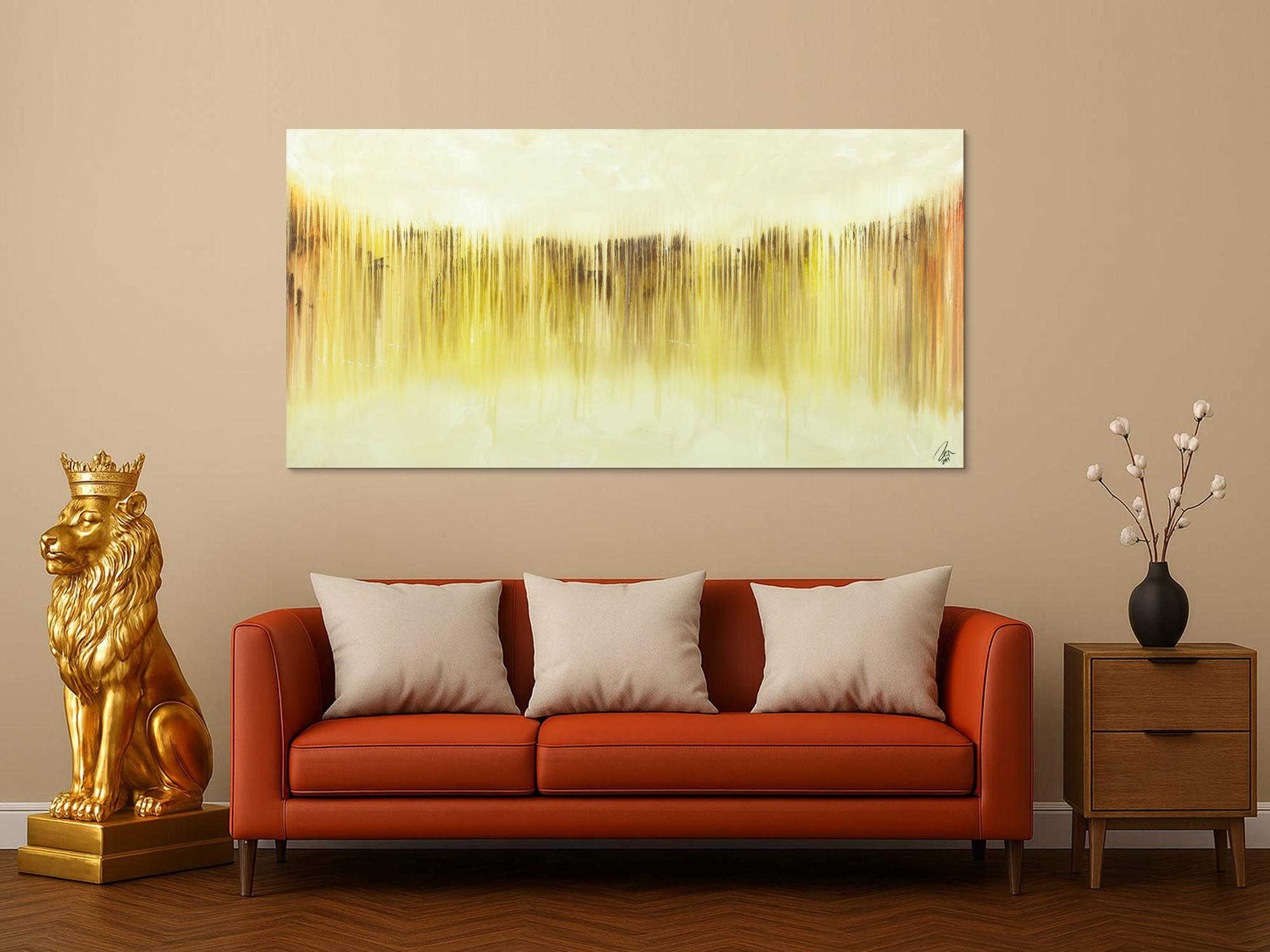 Abstraktes Bild modernes Gemälde auf Leinwand handgemalt beige gelb braun