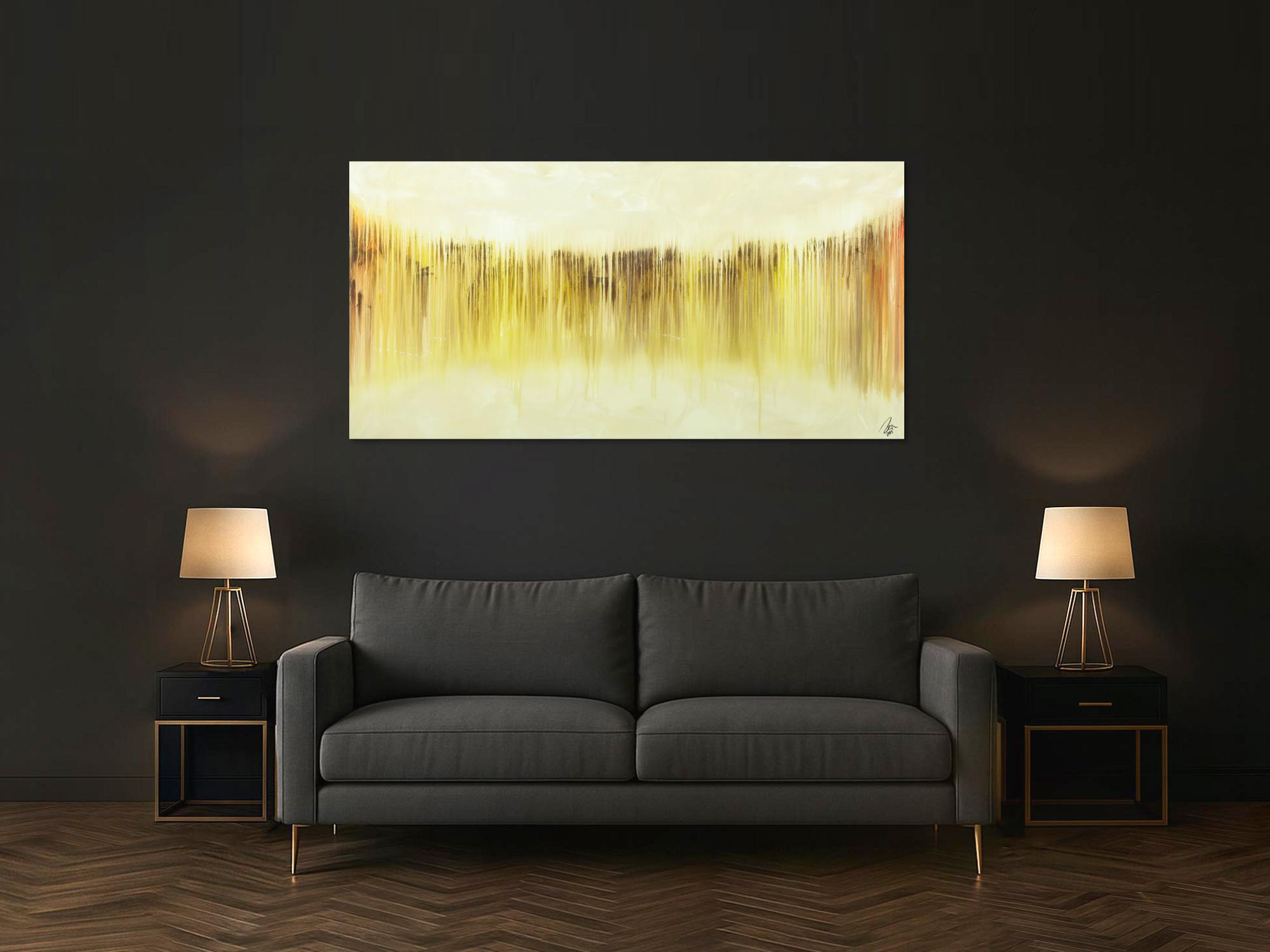 Abstraktes Bild modernes Gemälde auf Leinwand handgemalt beige gelb braun