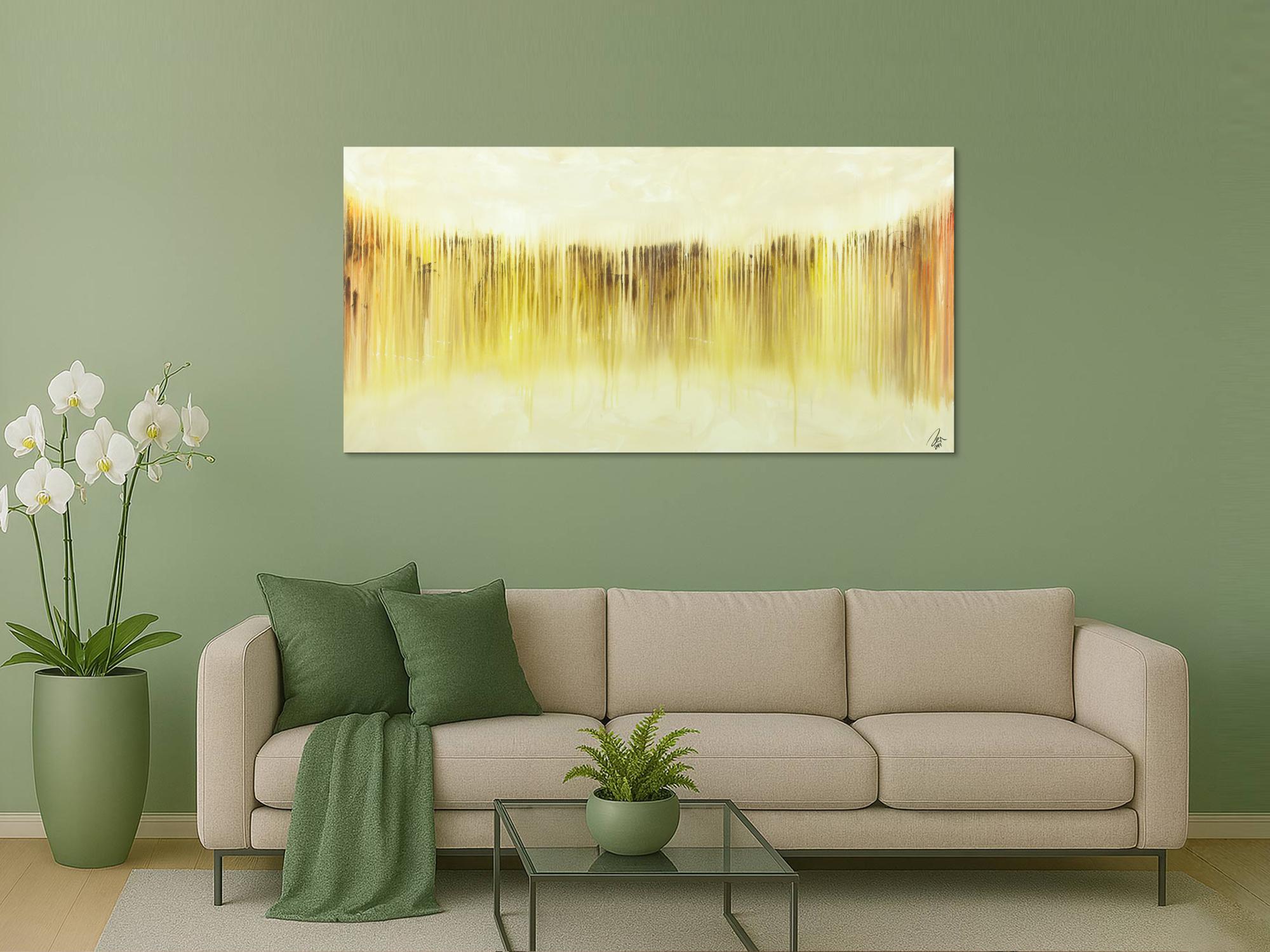 Abstraktes Bild modernes Gemälde auf Leinwand handgemalt beige gelb braun