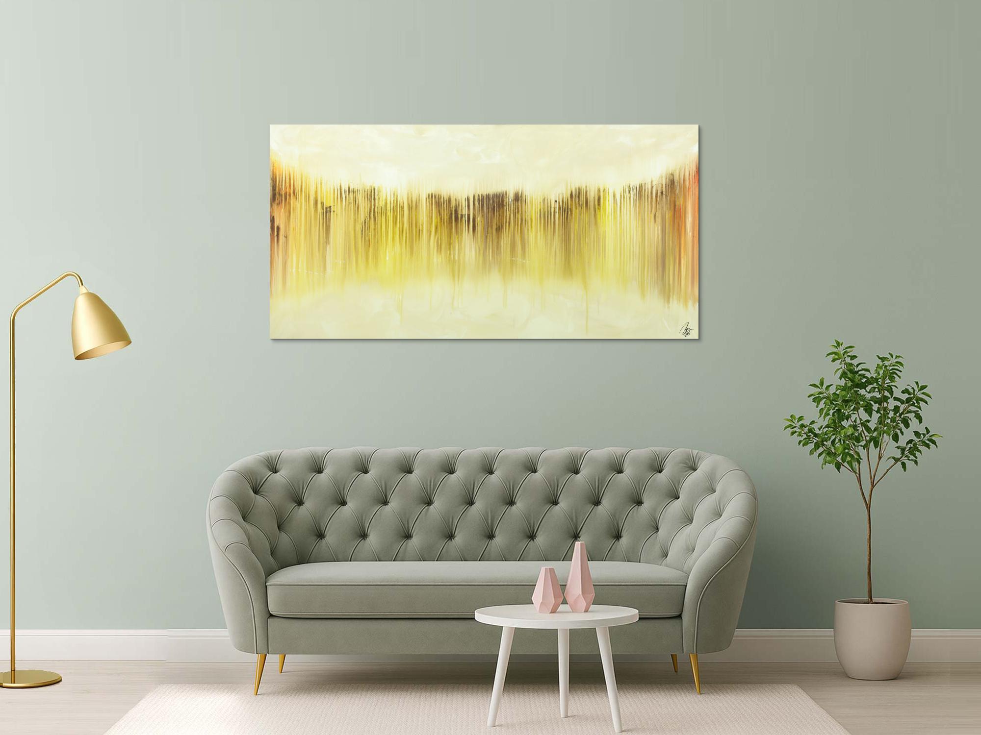 Abstraktes Bild modernes Gemälde auf Leinwand handgemalt beige gelb braun