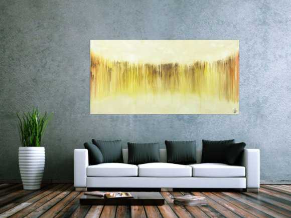 Abstraktes Bild modernes Gemälde auf Leinwand handgemalt beige gelb braun