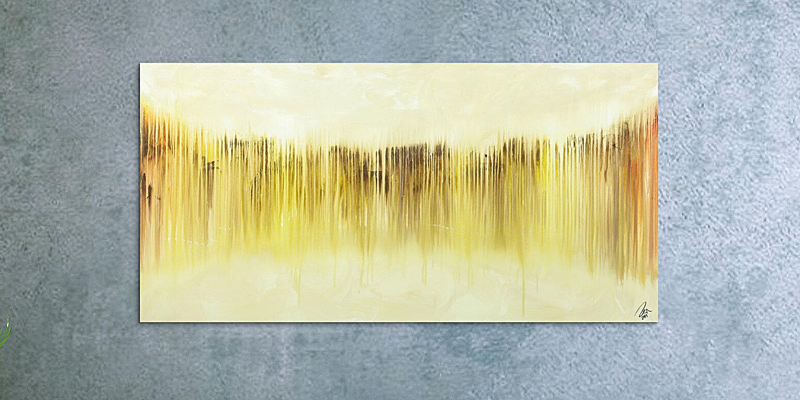 Abstraktes Bild modernes Gemälde auf Leinwand handgemalt beige gelb braun