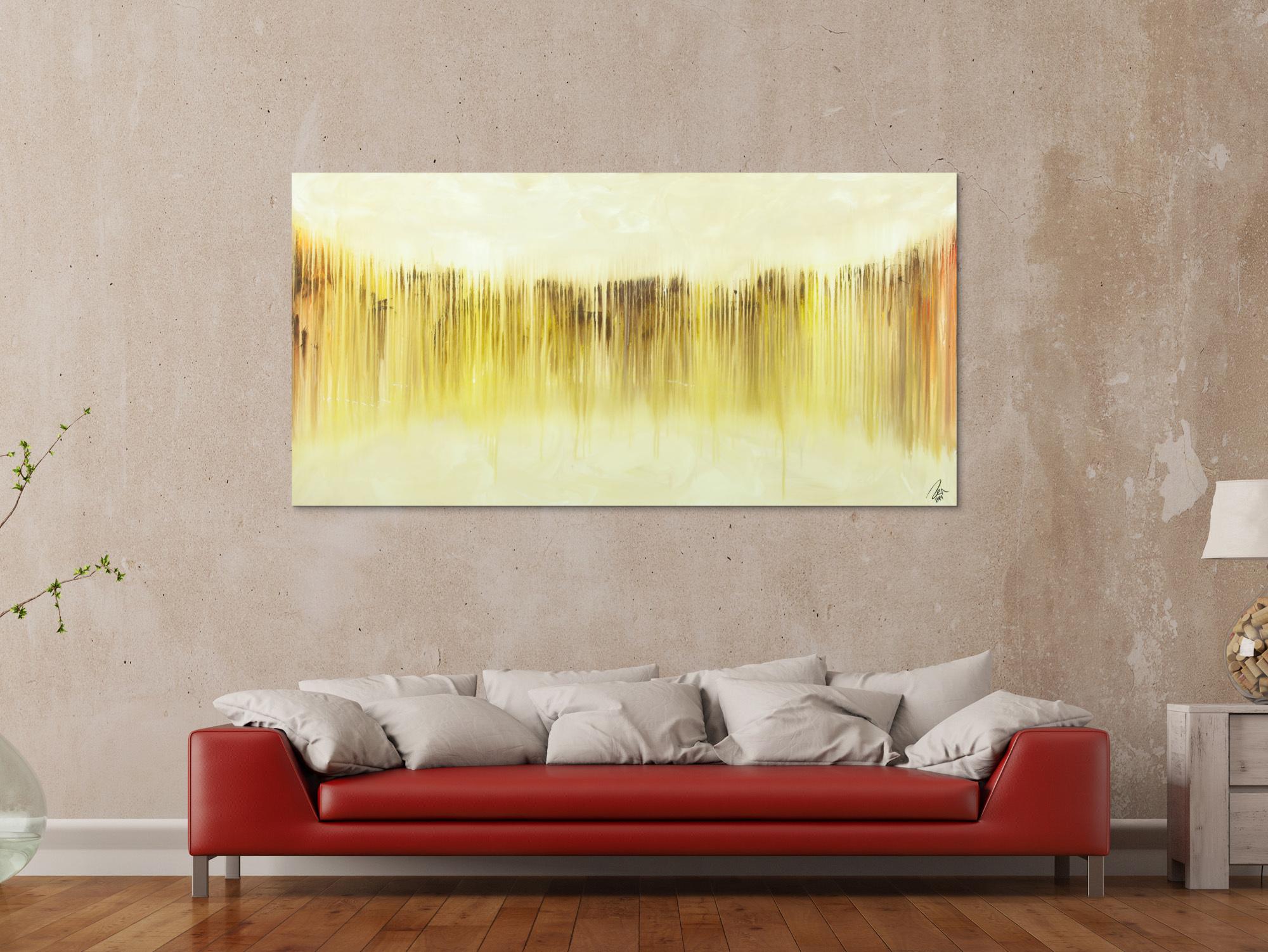 Abstraktes Bild modernes Gemälde auf Leinwand handgemalt beige gelb braun