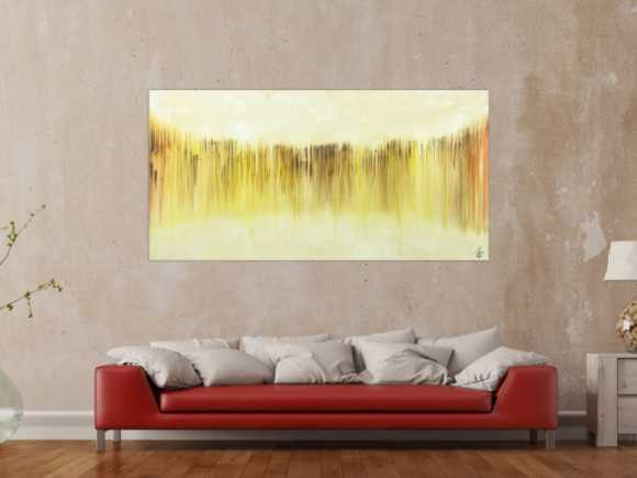 Abstraktes Bild modernes Gemälde auf Leinwand handgemalt beige gelb braun