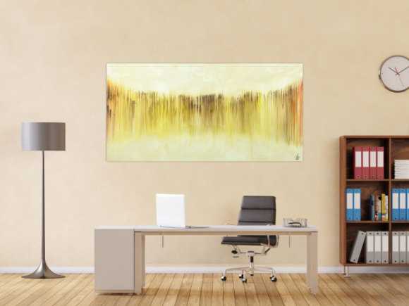 Abstraktes Bild modernes Gemälde auf Leinwand handgemalt beige gelb braun